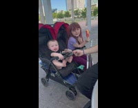 Little baby says shit cusses in stroller