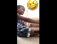 Little girl gets dragged on carpet 