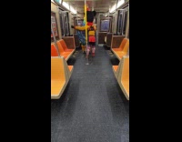 Mickey mouse sing and dance in subway