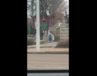 Woman blue dress transparent cloth christmas tree