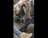 Leopard print leggings guy air drums subway
