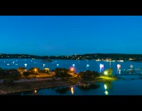 Collab WeirdM - Lake Travis while boat with lights crosses timelapse