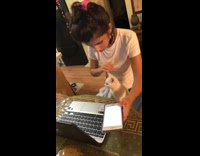 Collab BitchMP - White cat on lap wants bite of food too