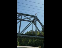 Guy jumps bridge green river water cheeseburger 