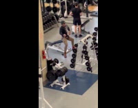 Man at gym moves like sims character