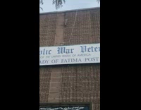 Squirrel walking side of brown building