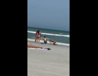 Red bikini girl beach sand pt. 2