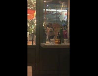 Two girls twin buns hairstyle dance outside