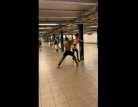 Couple does BDSM in barely any clothes at subway station Part 3
