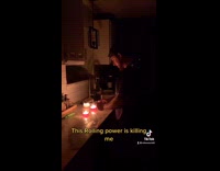 Collab BitchIG2 - Guy warming burrito over candles blackout 