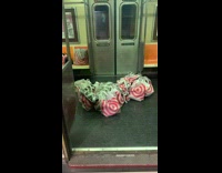 Lots of bags inside the train at subway