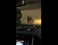 Guy in shopping cart photo parking lot