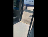 Girl pretends to walk for photo 