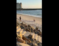 Woman yoga pose for beach sunset photo