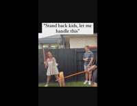 Woman misses pinata and hits guy in groin