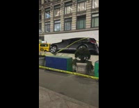 Person Passes by Stuck Car on Blockade