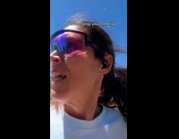 Woman bee sting on lip running