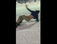 Snowboarder tries to grind railing but falls and scorpions