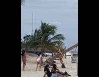 Girl hangs upside down 