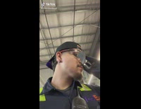 Guy uses angle grinder and blade hits goggles