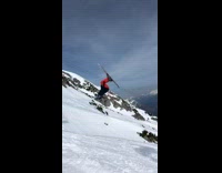Collab Scorpionmasters - Man Red Black Suit Trips on Snow and Fails Double Backflip