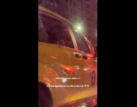Woman in taxi vomits on window 