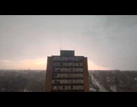 Loud lightning strike caught far away from the building