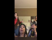 Three girls hotel room bottle breaks fail