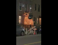Big Rudolph lights up outside apartment 