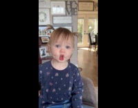 Kid drinks smoothie got stuck fishy face