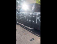 Collab WINY - Vandalized truck of cheater on street 