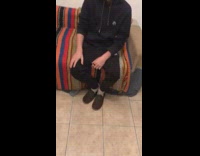 Guy handshake friend brown cat couch blanket