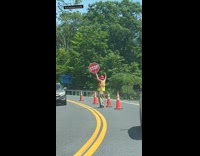 Collab WINY - Man with Stop Sign Dance on Road