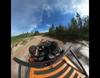 Two guys crash boat in narrow river