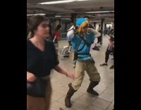 Subway band playing legend of zelda link blue dancing