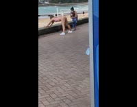 Woman bikini butt twerk beach face mask