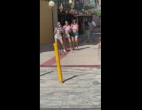 Three girls same crop top dance alley