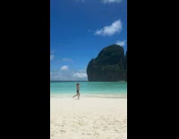 Woman ran back and forth at beach