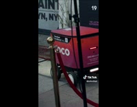 Delivery robot passes and crashes the red carpet photoshoot