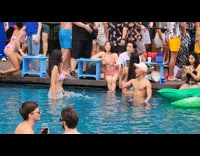 Collab IITW - Woman violet bikini poses at pool party