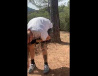 Golf ball hits branch hits man face