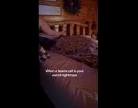 Woman hear call meeting sound wakes up