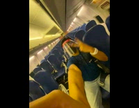 Two lucky guys ride on empty plane