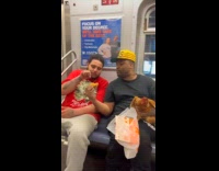 Collab Subway Creatures - Man eats fried chicken while holding pet chicken