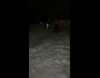 Guy on skis jumps metal rail fail 