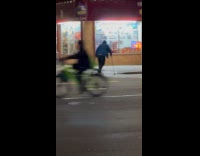 Collab WINY - Man ride skateboard use two poles street