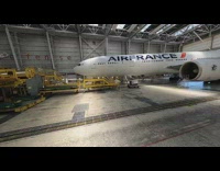 Drone shot showcase freshly painted AirFrance Airplane