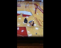 Woman get hit by volleyball in head