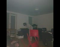 Guy falls off table trying to hide from girl 