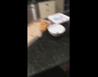 Guy lowers volume on alexa fake party pizza 